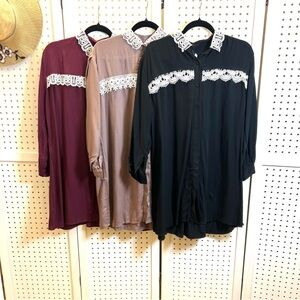 Elegant Lace Trim Women Tops - 
Black, Light Mauve and Maroon